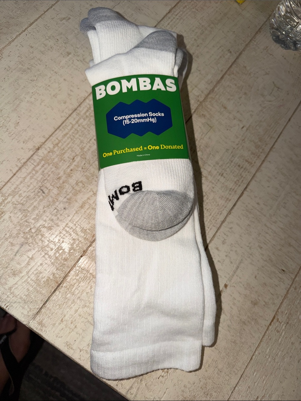 Bombas White Compression Socks with Gray Accents Set of 3